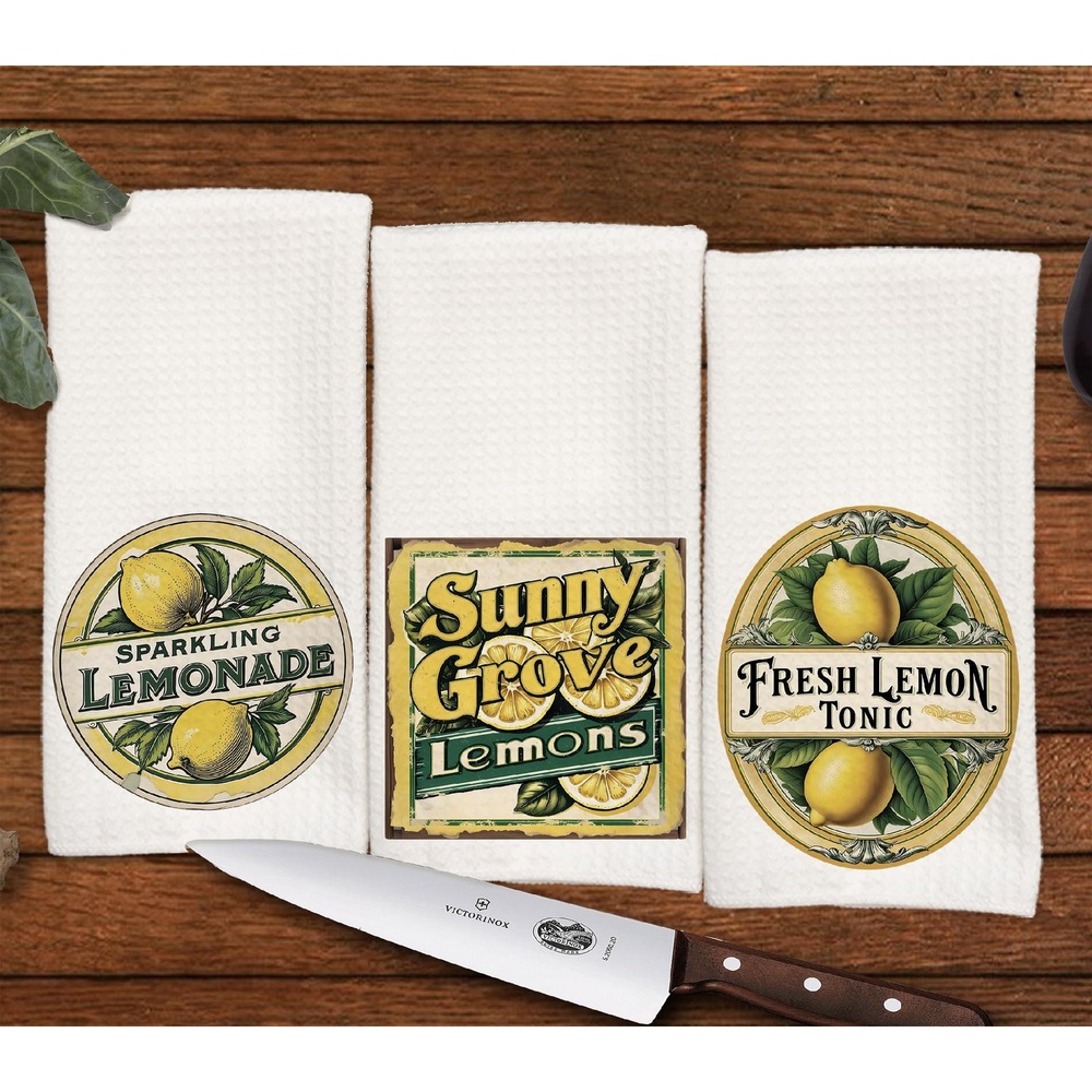 Lovely‎ Lemon kitchen Decor hand towels: Set of 3 towels
